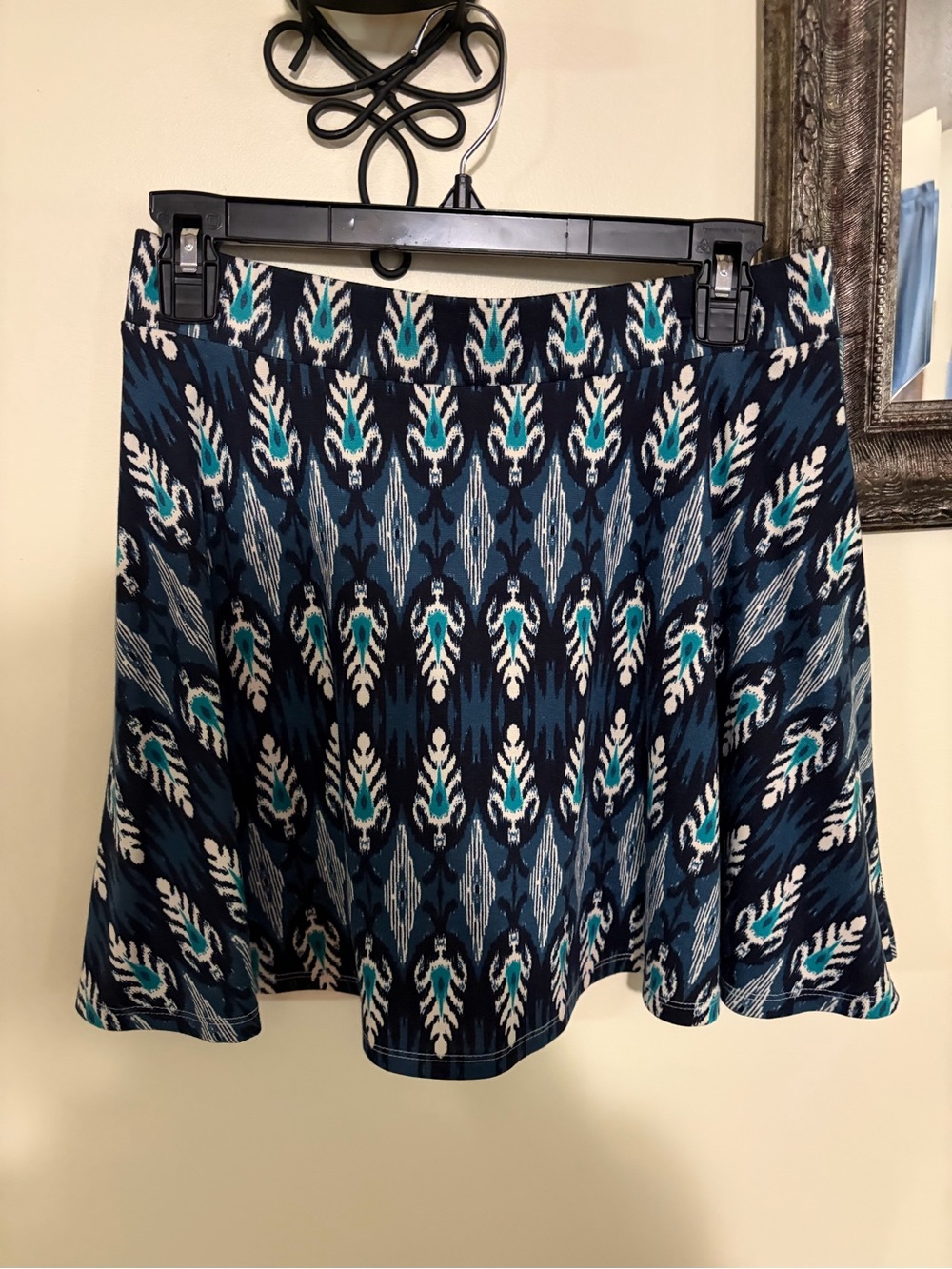 Aeropostale Navy Printed Skater Skirt with Teal & White Accents